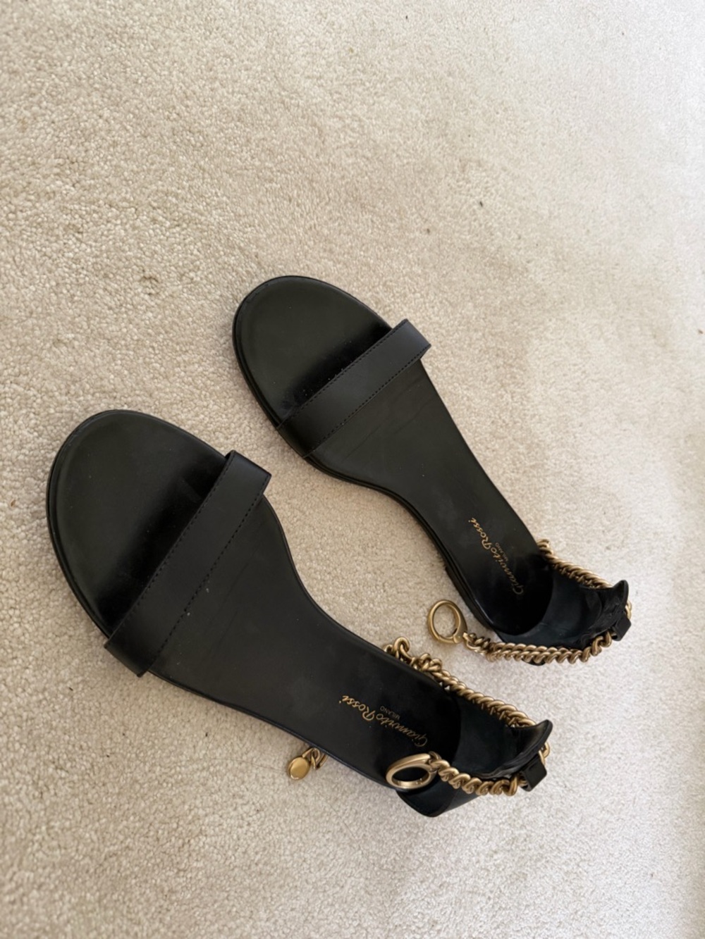 Gianvito Rossi Black Chain-Ankle Women's Sandals